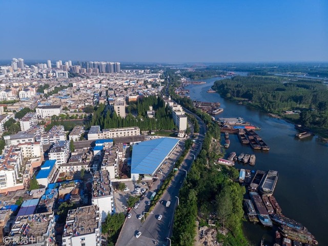 Aerial view of Xuzhou, showcasing the city's layout and architectural landscape