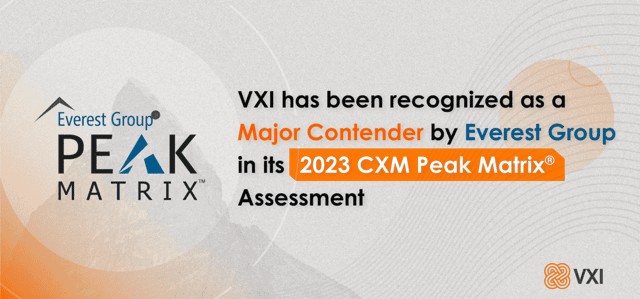 Banner VXI has been recognized as a Major Contender by Everest Group in its 2023 CXM Peak MatrixÂ® Assessment