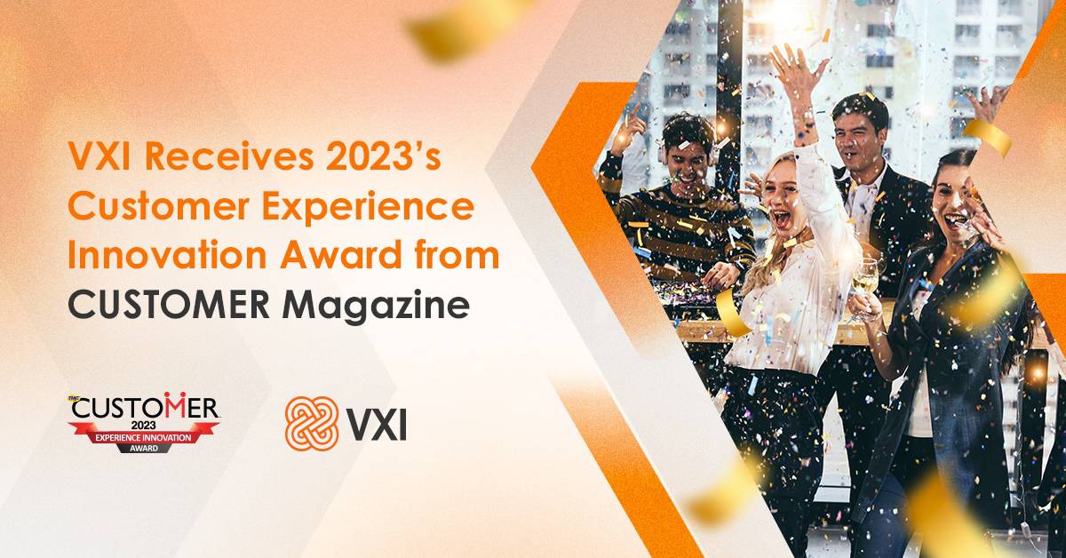 Banner Announcing VXI CX Innovation Award from Customer Magazine